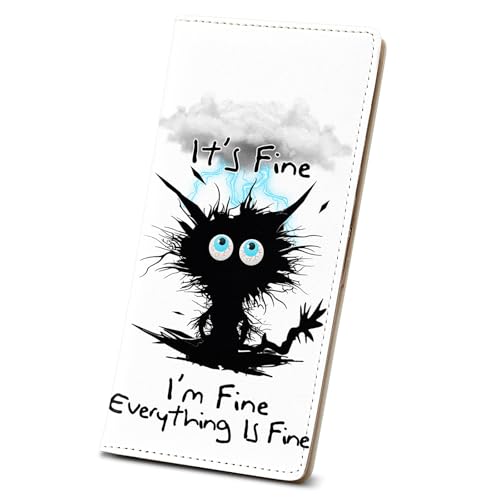 Womens Wallet, Rfid Wallets for Women,Slim Thin Credit Card Holder Organizer Purse ,PU Leather Cute Long Bifold Clutch Cash Wallet with Zipper Coin Pocket,Ladies Gift,Cat Struck by Lightning C - color: Cat Struck by Lightning C