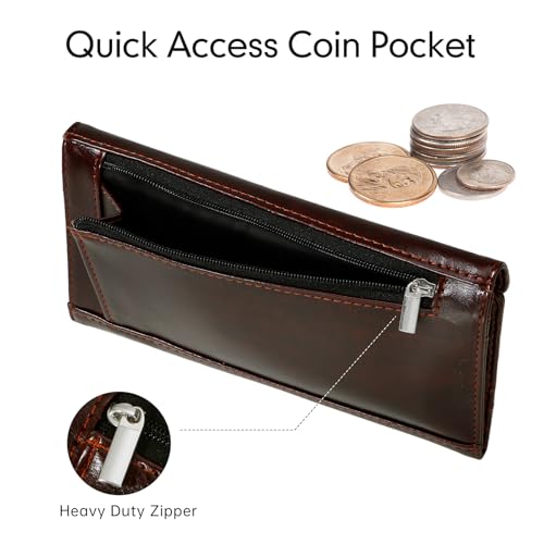 Ultra Slim Thin Leather RFID Blocking Credit Card Holder, Envelope Style Wallet for Women, Chocolate - color: Chocolate