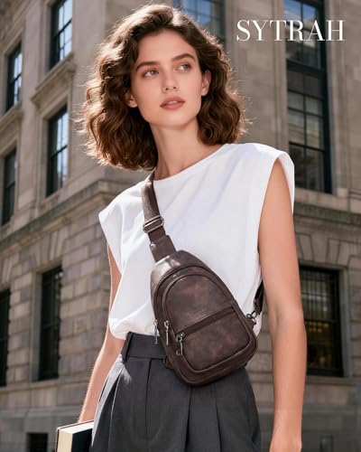 Sling Bag for Women, Crossbody Waist Pack Chest Purse Travel Coffee | Crossbody Purse with Dual Zipper Main Compartment,6 Pockets & 4 Card Slots, Reversible Design, Travel & Daily Use - color: Z-mocha Cofee
