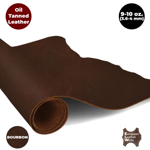 ELW Cowhide Bourbon Brown Leather 9-10 oz (3.6-4mm) Thickness Pre-Cut Calf Hide Full Grain Leather for Tooling, Holsters, Sheath, Carving, Embossing, Stamping - color: Bourbon Brown, size: Select