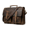 cuero Retro Brown Laptop Messenger Bag Office Briefcase Crossbody Travel Bag For Men And Women Bag Office Laptop Bag - size: 15 inch