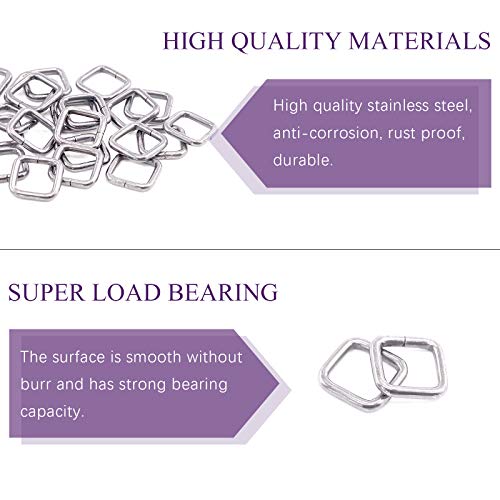 Swpeet 60Pcs Heavy Duty Metal Rectangle Ring - color: Sliver, size: 3/4 Inch