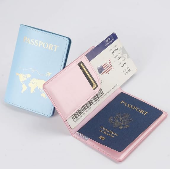 1-Piece Passport Holder, PU Leather Travel Wallet Case—An Ultra-Slim Document Organizer and Vacation Essential - color: Purple