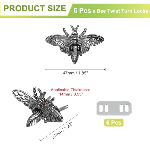 uxcell Bee Turn Lock Clasp, Zinc Alloy Closures Lock Fasteners Purse Twist Clip Clasp for Handbag Leather Bag Making - color: Metallic Black