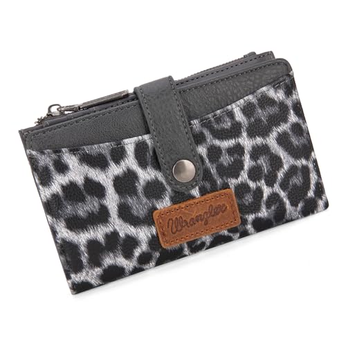 Wrangler Wallet for Women Bifold Card Holder with Zipper and ID Window - color: Light Grey