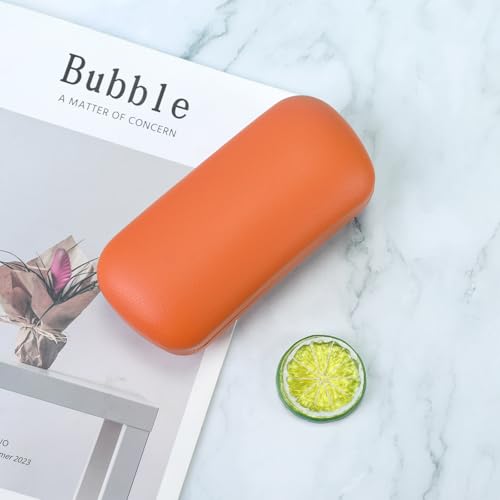 PERFECTSIGHT Sunglasses Case, Large Hard Shell Glasses Case, Cute PU Leather Protective Eyeglasses Case for Women Men - color: Orange