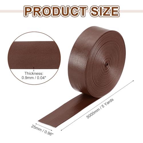 uxcell 5 Yard 25mm PU Faux Leather Strips, Fold Over Leather Strap Roll Double Sided Faux Supplies for DIY Craft Projects, Brown - color: Brown, size: 25mm