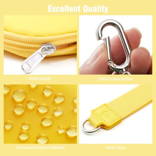 Mini Dual Pouch Wristlet Wallet for Women – Zip Around wristlet Keychain Wallet with 2 Wristlets, Ideal for Dog Walking, Coffee Runs & Lunch Break Essentials(Yellow) - color: Yellow
