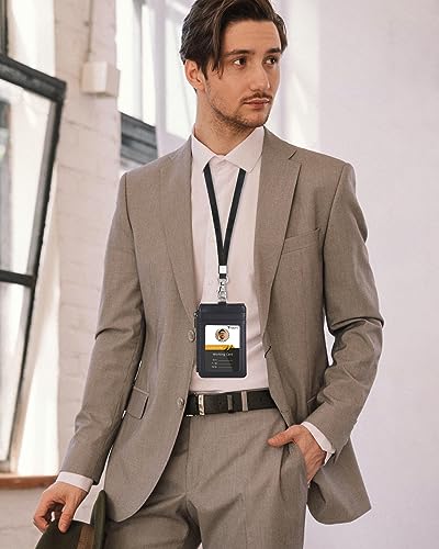 Teskyer ID Badge Holder with Lanyard, Lanyard Wallet, Lychee Black - color: Lichee Black, size: 3.1" x 4.7"