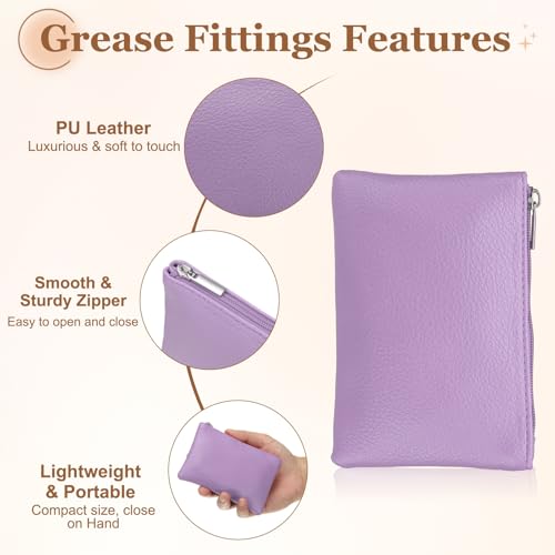Full Grain Leather Coin Purse, Small Coin Purse with Zipper Portable Card Holder, 5in & Purple & PU Leather -Fitting for (Change Purse Credit Card Key Keychain Pouch Wallet) - color: Purple