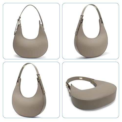 GEMIU Shoulder Purse for Women Classy Crescent Hobo Purse Slouchy Underarm Handbag with Wide Adjustable Strap - color: Khaki