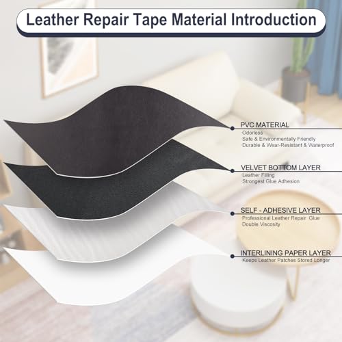 Leather Patches for Furniture,Self Adhesive Leather Repair Patch,Leather Patch Tape kit for Couch,Car Seat,Motorcycle seat,Loveseat (Dark Brown, 3.1"x 60"(Fine-Grained)) - color: Dark Brown, size: 3.1"x 60"(Fine-Grained)