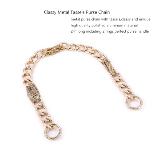 Yichain Classy Metal Tassels Bag Chains Purse Handles Shoulder Strap Replacement Charms Accessories (Gold Big 24'') - color: Gold Big 24''