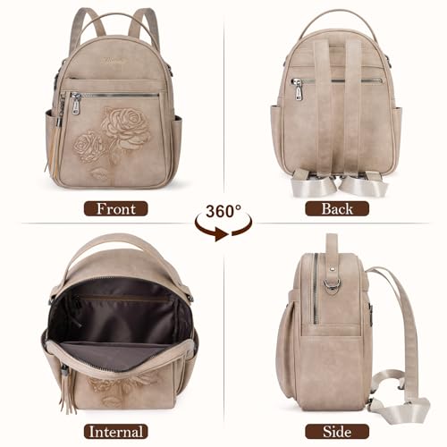 Mini Backpack Purse for Women,Vegan Leather Small Backpack for Daily | Embossed Lightweight Water-Resistance Travel Mini Fashion Daypack Bag,Ladies Casual Backpack Purse Gift Choice for Women - color: Apricot