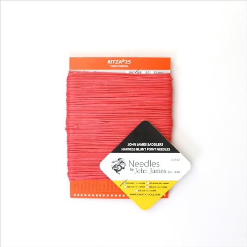 RITZA 25 Pink Peony 1.2mm Tiger Thread for Leather Craft | Waxed Tiger Thread - color: 1,2 mm - Pink Peony - 50 meters