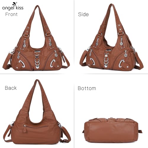 Angelkiss Hobo Purses and handbags for Women Satchel Handbag Women Purses Large Daily Shoulder Bags - color: Brown
