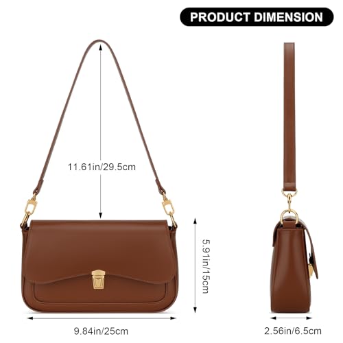 KKXIU Small Shoulder Bag for Women Cute Hobo Handbags Mini Clutch Purses | Classic Trendy Retro Underarm Crossbody Bag with Detachable Straps, Zipper Closure - color: Brown