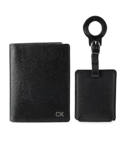Calvin Klein Men's Wallet Sets-Minimalist Bifold and Card Cases - color: Black Passport