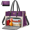 MATEIN Lunch Tote Bag, 15.6Inch Laptop Briefcase with Insulated Compartment | PU Leather Professional Computer Work Handbag with Purse, Large Capacity Office Tote for Nurse Teacher, Women Gifts, 2 Sets - color: Purple