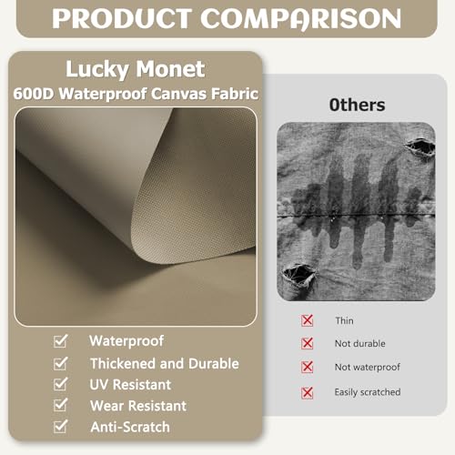 Waterproof Marine Canvas Fabric by The Yard 58" W 600D PVC Backing 3 Yards | 100% Waterproof, Polyester Fabric Upholstery Material, for Outdoor Indoor Marine Awning Tent Boat Furniture Cover, Khaki - color: Khaki, size: Pre Cut - 3 Yards
