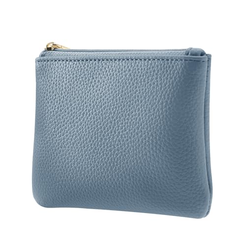 Chelmon PU Leather Coin Purse Pouch Change Holder Small With Zipper for Men Women 2 PCS Set (Black&Blue) - color: Black&Blue