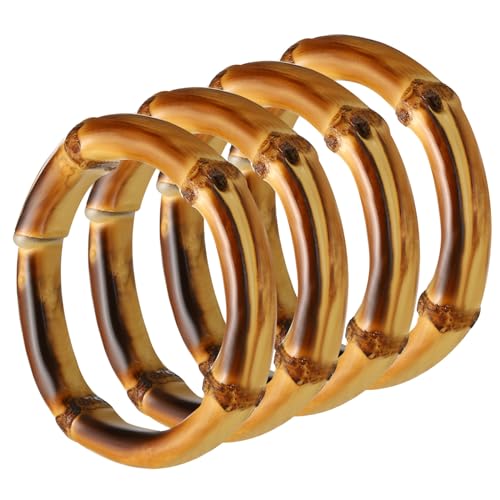 PATIKIL 2 Inch Bamboo Purse Handles, 4 Pcs Round Replacement Handmade Rings for Tote Bag Purse Making Decorations, Brown - color: Brown, size: 2 Inch