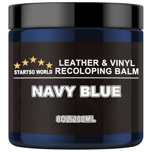 STARTSO WORLD Leather Recoloring Balm, Navy Blue Leather Repair Kit for Furniture, Leather Dye, Leather Color Restorer for Couches, Leather Couch Paint | Repair, Restore & Renew Old, Faded Leather - color: Navy Blue, size: Leather Recoloring Balm