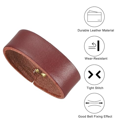 PATIKIL Leather Loop Keeper, Leather Loops Belt Keeper Loops Retainer Straps Replacement, - color: Reddish Brown, size: 1.6"/1.7"