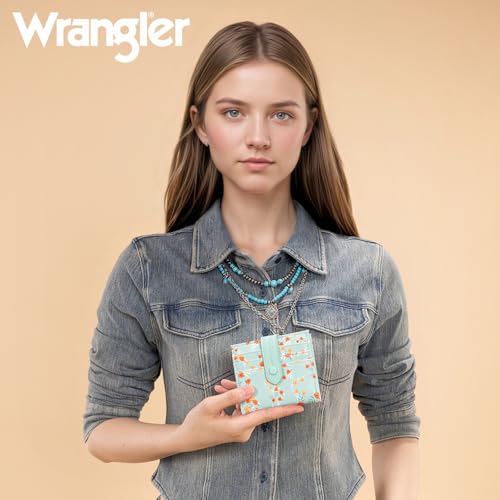 Montana West X Wrangler Small Women's Wallet Slim Bifold Wallet RFID Credit Card Holder Minimalist Zipper Coin Pocket WG216-W065LGN - color: Shadow of Mint Flowers