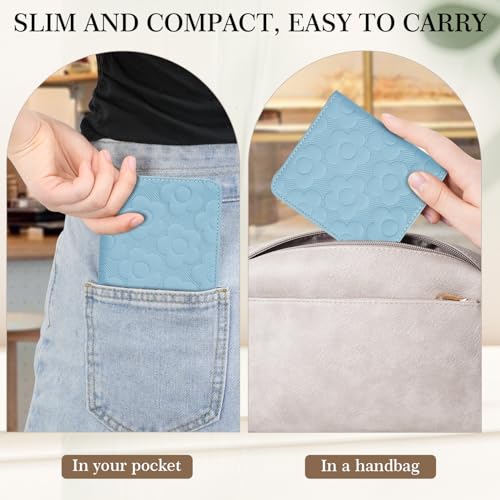 Small Wallet Women Slim RFID Leather Bifold Wallet Embossed Design | Compact design with ID window, card slots, and zipper coin pocket, ideal for daily travel, shopping, and gifts - color: 04-Blue