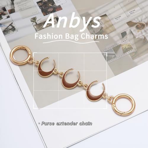 Purse Extender Chain Bag Extender Chain Purse Strap Extender Bag Chain Charms(Brown Star/Moon) - color: Brown(moon/Star)