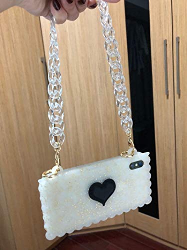 Aumey Clear White Black Brown Acrylic Chain Clutch Purse Strap Handles Bag Handbag Purse Replacement Chains 40 Inches - color: Transparent