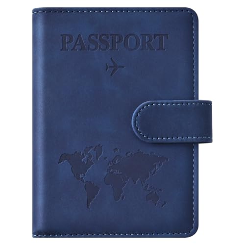 Eoehro Passport Holder for Travel Essentials, Passport Wallet Cover Case for Travel Must Haves Accessories,Passport Book Holders for Women and Men(dark blue) - color: dark blue, style: Magnetic Clasp