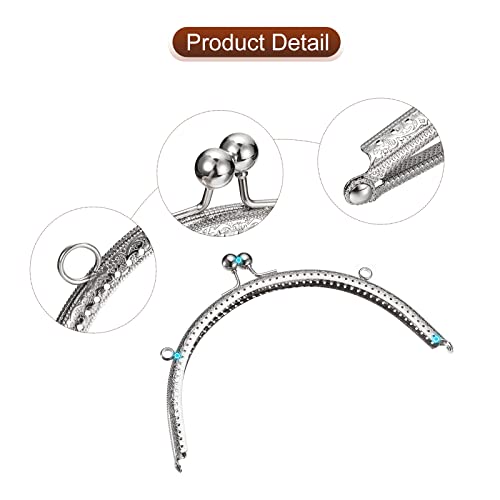 Uxcell 4pcs Metal Purse Frame, 8" Kiss Lock Clasp Rectangle Embossed Clutch Frame Handles for Coin Purse Sewing Wallets Bags Making DIY Craft, Silver - color: Silver, size: 8"