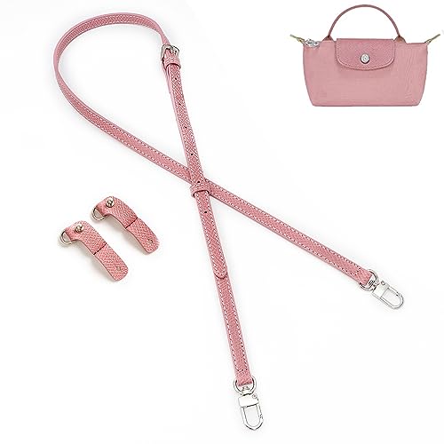 Purse Straps Replacement, Leather Handbag Crossbody Shoulder Strap Kit Adjustable for Mini Longcamp Tote Bag Women - color: Petal pink