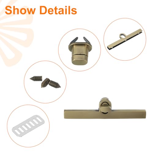 uxcell 2Set Turn Lock Clasp, Press Lock Clasp Closure Twist Turn Locks Hardware Buckle Fasteners for Purse Leather Bag Handbag Making Accessories (97x10mm, Bronze) - color: Bronze