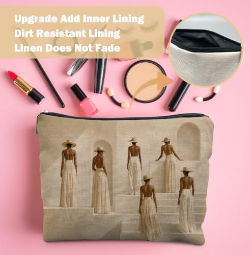 Modern Abstract Black Women Makeup Bag for Women | Black Woman Gifts,African American Woman Cosmetic Toiletry Bag Zipper Pouch - color: African American Woman