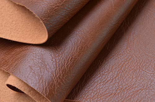 Wento Thick Faux Leather Fabric Soft Skin Grain PU Leather for Furniture Cover Reupholster Sofa Chairs Cushions (5 Yards, Brown) - color: Brown, size: 5 Yards (54" x 180")