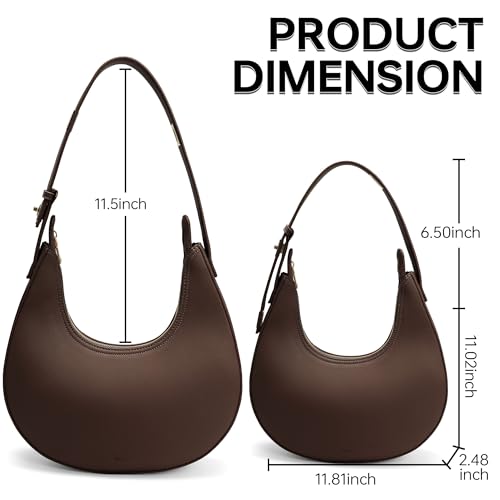GEMIU Shoulder Purse for Women Classy Crescent Hobo Purse Slouchy Underarm Handbag with Wide Adjustable Strap - color: Coffee