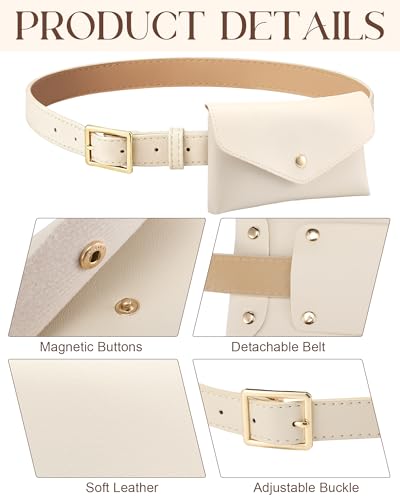 Eurzom PU Leather Waist Belt Bag for Women Adjustable Stylish Waist Pouch Equestrian Belt Bag for Daily Y2k Accessory(Beige) - color: Beige