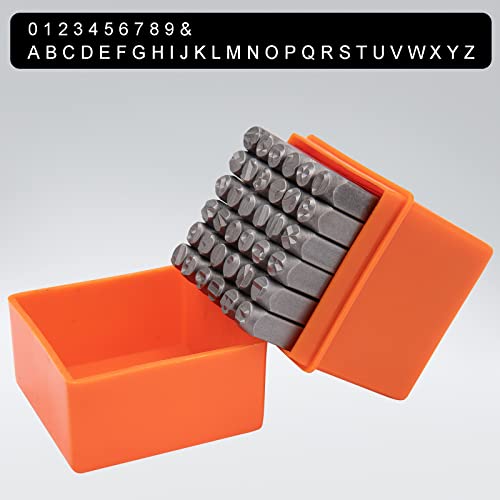 Metal Letter Punch Set 1/4 (6mm),36PC Steel Number and Letter Stamp Set,Stamping Tool Set kit for Imprinting Metal, Plastic, Wood, Leather. - size: 1/4" 6mm