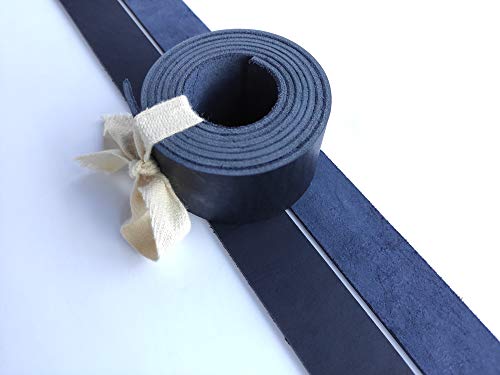 9 oz Leather Strap Strip Band Genuine Natural Belt Blank. 51-55". (Dark Blue, 1 inch (25mm.)) - size: 1 inch (25mm.)