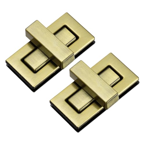 M METERXITY 2Pcs Purse Twist Lock (1.73 x 0.87 Inches, Bronze)- Rectangular Purse Closure Twist Turn Lock Clasp Metal Clip Hardware Apply to DIY Handbag/Purse/Wallet/Leather Craft - color: Bronze, size: 1.73 x 0.87"