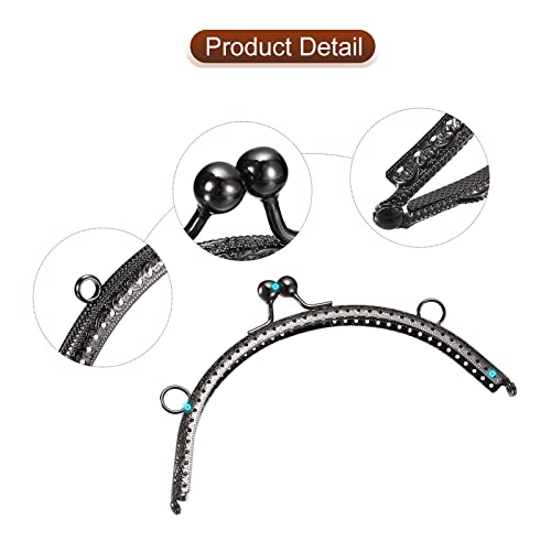 UXCELL 4pcs Metal Purse Frame, 6" Kiss Lock Clasp Rectangle Embossed Clutch Frame Handles for Coin Purse Sewing Bag Making DIY Leather Craft, Black - color: Black, size: 6"