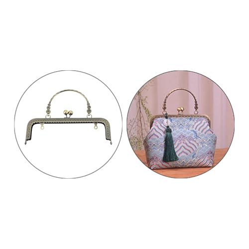 5PCS Metal Kiss Lock Purse Frame with Handle,Embossed Arch Clasp | Replacement for DIY Handbag Making, Coin Bag & Clutch Bag Repair - size: 7.9 Inch