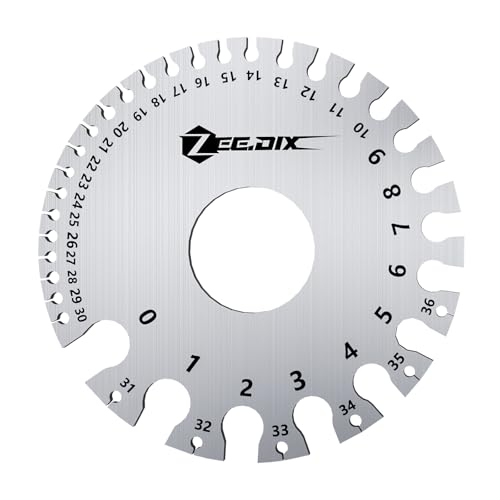 ZeeDix Standard Dual-Sided Round Wire Cable Sheet Gage | Stainless Steel Metal Wire Gage Measurement Tool Wire Measuring Ruler Diameter Tool - style: Metal Round Wire Gauge
