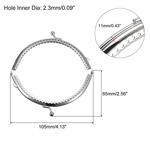 uxcell Metal Purse Frames - 4.13" 6Pcs Kiss Lock Clasp Frame Arch Embossed Clutch Frame Handles for Coin Purse Sewing Bag Making DIY Craft, Silver Tone - size: 4.13"