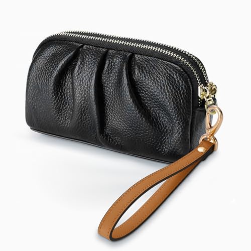 Genuine Leather Wristlet Strap - Universal Hand Lanyard Replacement - color: Gold - Brown