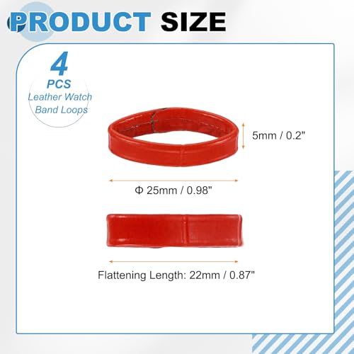 HARFINGTON Leather Watch Band Loops Replacement Watch Strap Holder Retainer Wristwatch Strap Fastener Rings for Wristband - color: Red, size: 22mm