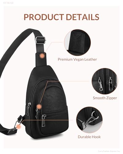 Sling Bag for Women, Crossbody Waist Pack Chest Purse Travel Black | Crossbody Purse with Dual Zipper Main Compartment,6 Pockets & 4 Card Slots, Reversible Design, Travel & Daily Use - color: Z-pure Black
